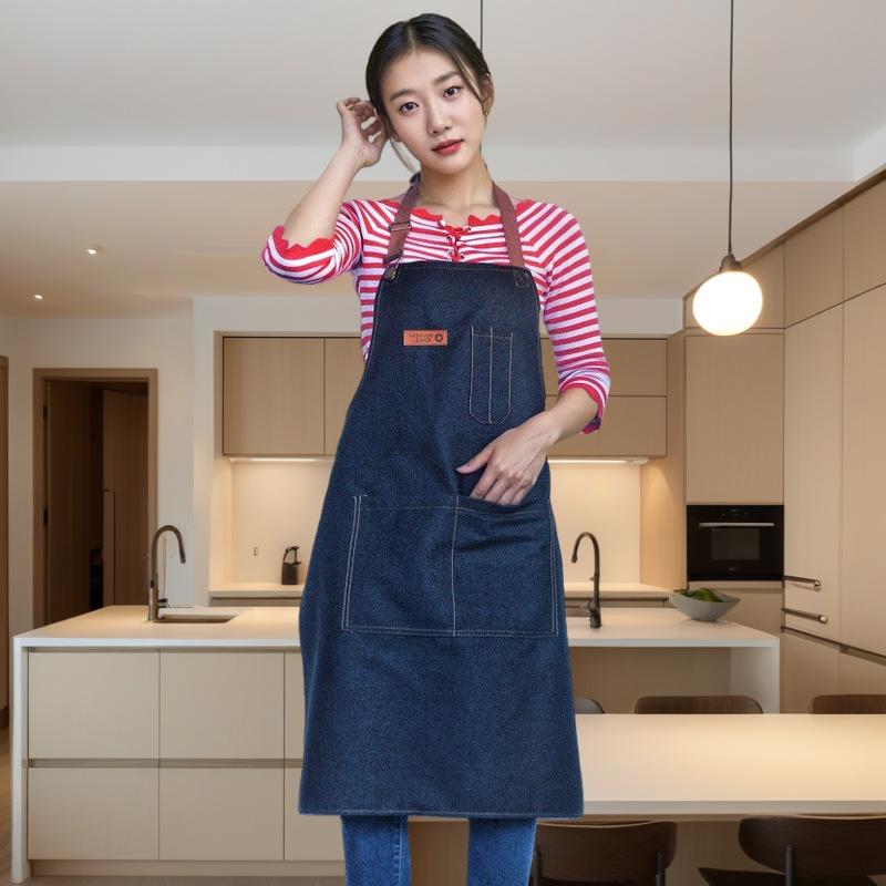Nordic Labor Protection Denim Apron for Home and Kitchen Use - Adult Korean Style