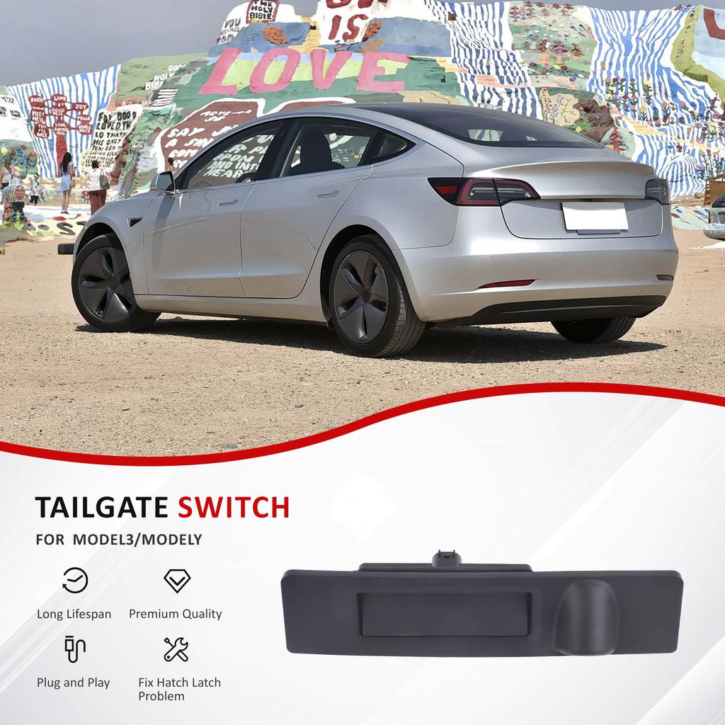 For Tesla Model 3 Model Y ABS Plastic Black Trunk Release Switch OE 1095949-00-E Car Rear Trunk Lid Electric Tailgate Switch