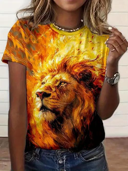Summer Cute Cat Graphic Flower 3D Print T-Shirts Women Casual O-Neck Short Sleeve T Shirt Harajuku Y2k Tees Tops Female Clothing