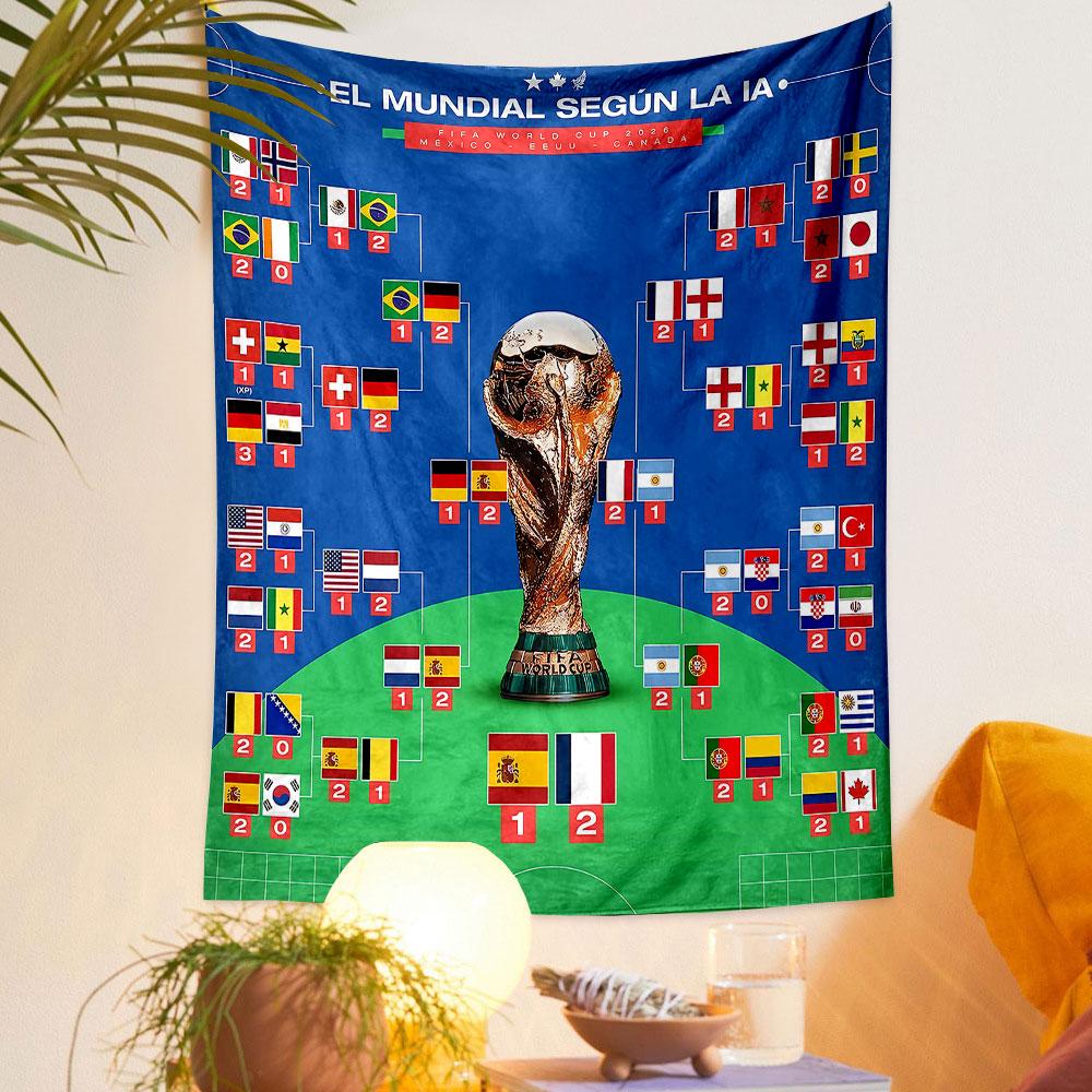 "World Cup 2026 Prediction Chart Design" Patterned tapestry home decor, suitable for bedroom and living room, gift