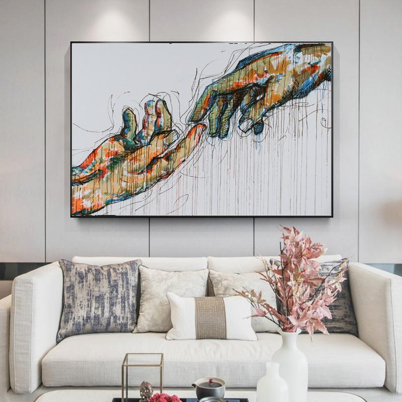 

Абстрактные Руки Бога Плакаты и принты Граффити Холст Картина Знаменитые произведения искусства Настенные картины для гостиной Без рамки 70x120cm No Fram
