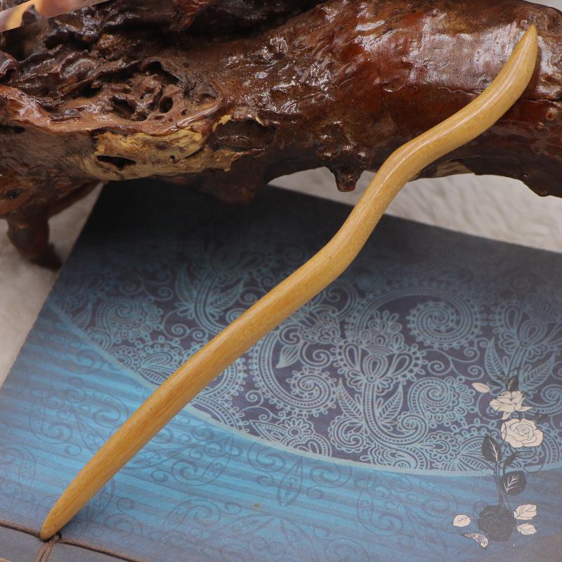 Modern & Ancient Style Peach and Sandalwood Hairpins for Women - Wooden Hair Bun Pins, New Chinese Style