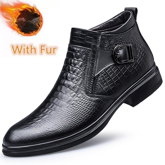 

Зимние хлопковые ботинки, мужские высокие берцы, деловые костюмы, кожаная обувь с узором, мужские короткие кожаные ботинки martin, роскошная толстая подошва 45