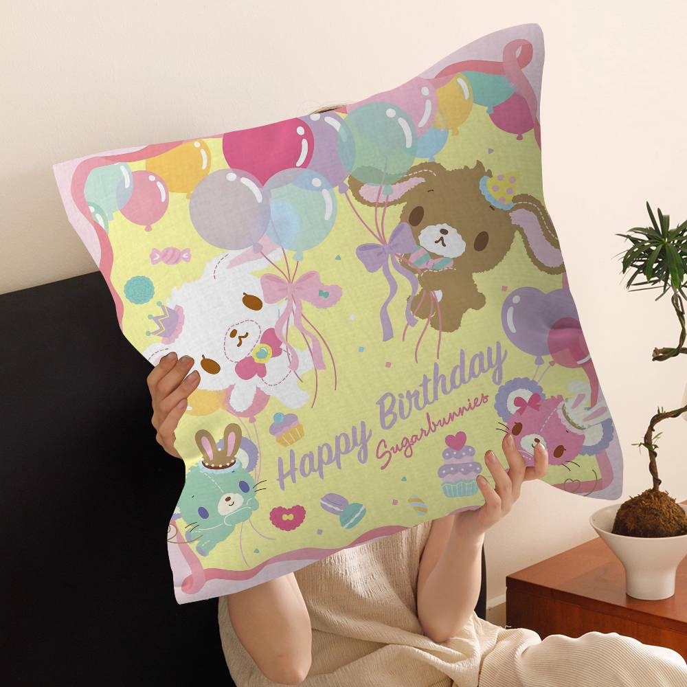 Cartoon Cute S-Sugarbunnies Cushion Cover Car Throw Pillow Case For Sofa Car Christmas Gift 40x40cm 45x45cm