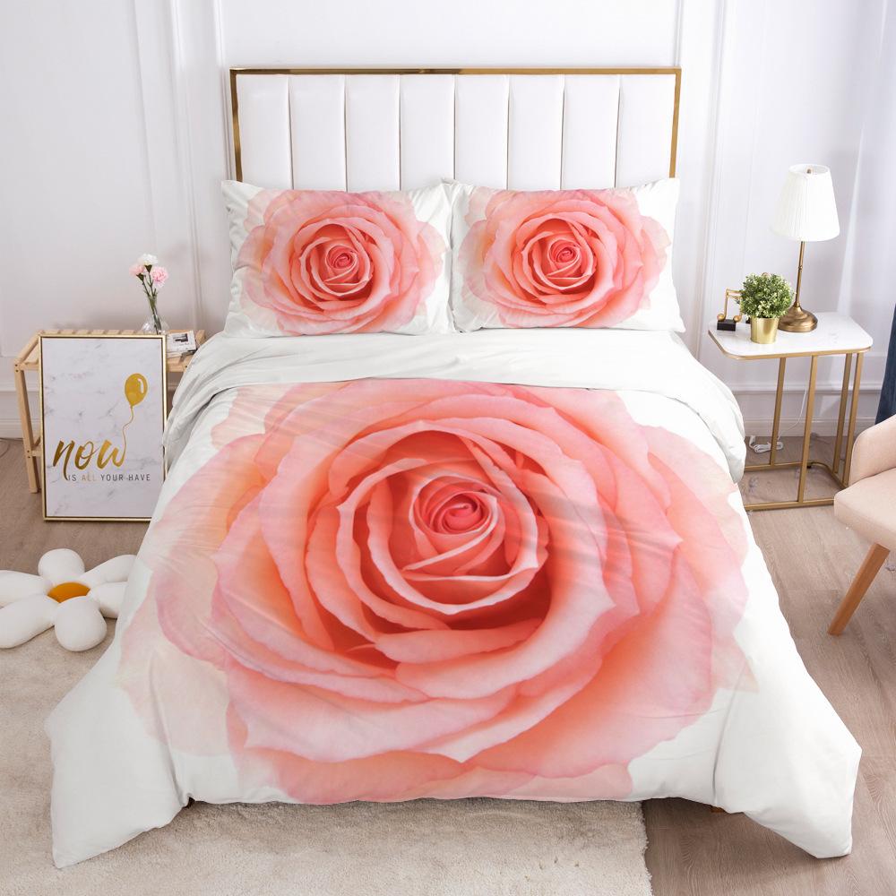 Bedding Set Digital Print Comfortable Duvet Cover for Home Bedroom Decoration, 1 Duvet Cover and 2pillowcase with Zippers