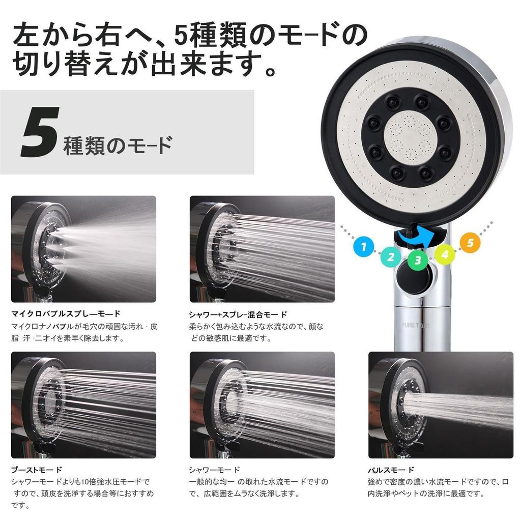 Pure Take Bubble Shower Head Water Outlet NSF Made in Chlorine Removal Chlorine Removal Shower High Water Water Water 5 Adapters Included Micro-Nano