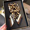 Luxury Satin Leopard Print Hair Scarf Women Kerchief Neck Tie Hand Wrist Foulard Shawl Wraps Head Hijab Bandana Echarpe