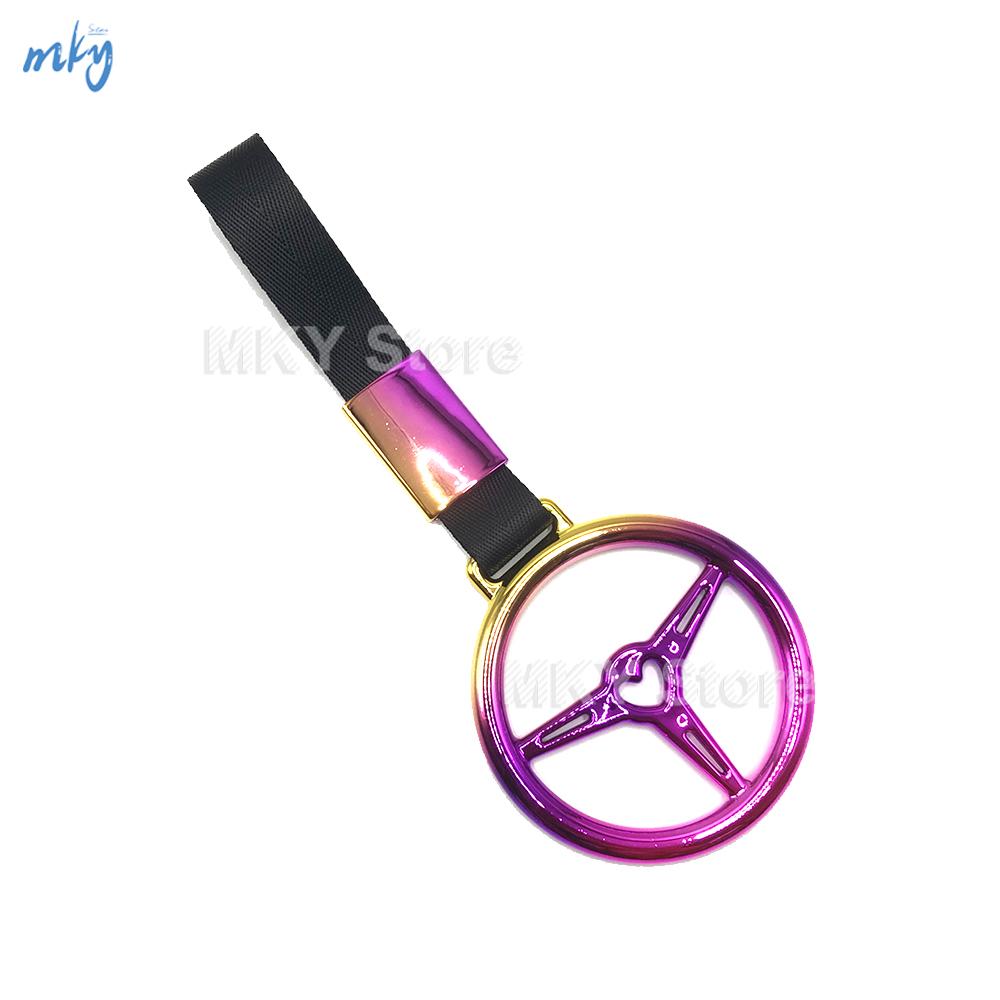 Kolorowy pierścień Tsurikawa serce JDM wyścigi pociąg autobus uchwyt pasek na rękę stylizacja pasek z zawieszką Drift akcesoria samochodowe pasek samochodowy