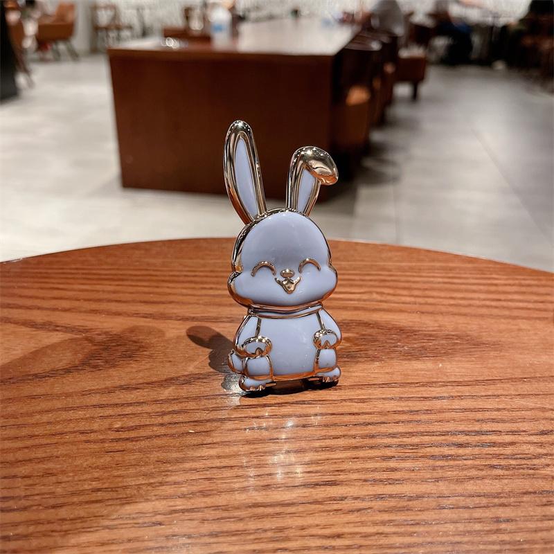Slide-Push Bunny Phone Stand With Adhesive Back - Foldable Desktop Holder For Hands-Free Viewing