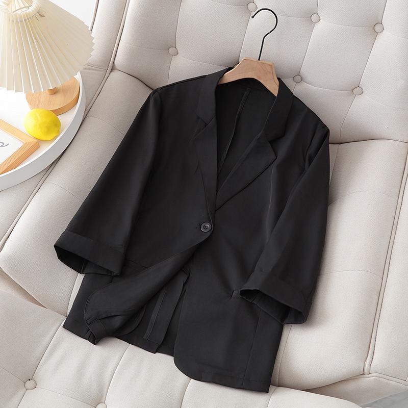 Hochwertiger Blazer in Übergröße: Alterslos Schlanke Passform, Siebenärmel, Street Style für Frühling/Sommer - Damen 200 Jin