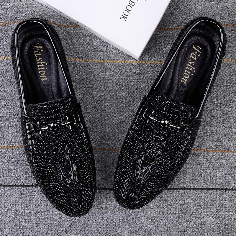 Trend Sequins Mens Shoes Luxury Crocodile Pattern Loafers High-end Designers Genuine Leather Driving Shoes Party Shoes Moccasins