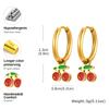 Red Cherry Earrings for Women, Fashion Delicate Fruit Hoops Dangle Earrings, 18K PVD Plated Wedding Party Ear Jewelry