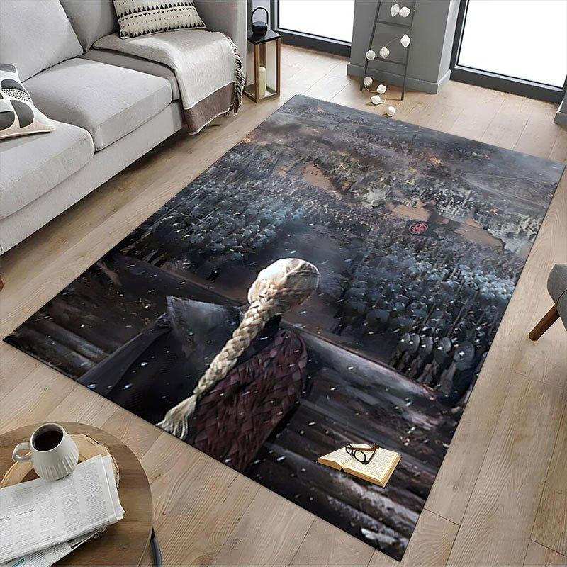 1pc Fire and Blood Office Carpet Chair Mats, Home Decor Mat Fantasy Theme Mat Durable Mat, Dragon Decor,Suitable for fantasy theme lovers