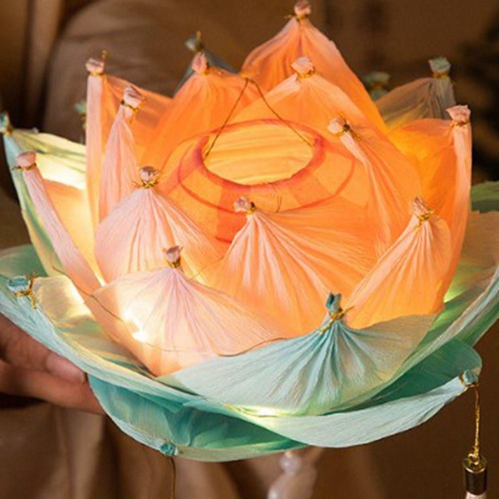 Chinese Vintage Handheld Flower Light Hanging Mid-Autumn Festival Lantern  Outdoor