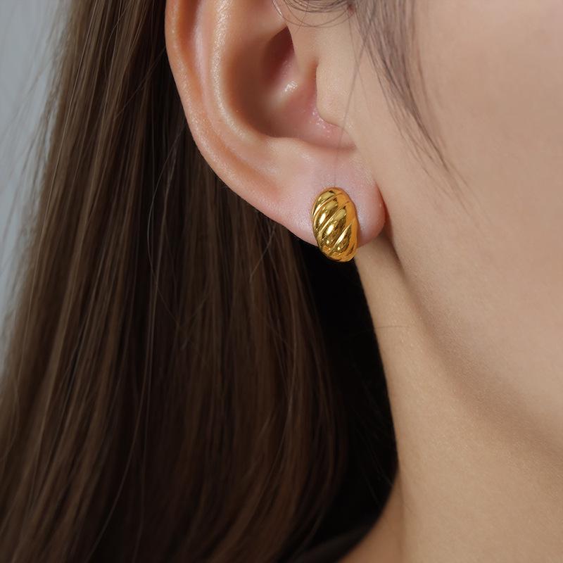 INS Versatile 18K Gold Plated Titanium Steel C-shaped Earrings