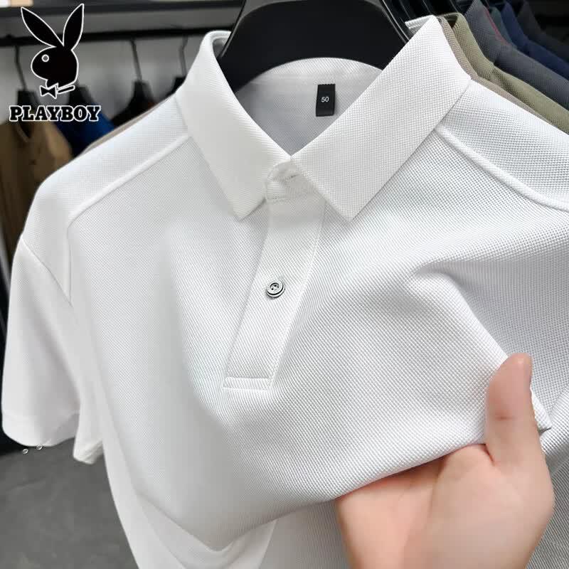 Playboy Men s Solid Color Short Sleeve Polo T-shirt 50/110