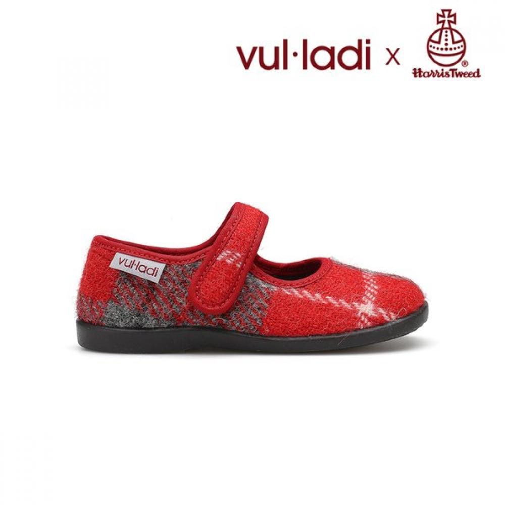 Vulladi Tradhus X Harrystweed Mary Jane Girls Shoes 4131 Tartan Light Red