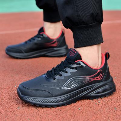 Waterproof Leather Surface Men's Running Shoes Spring Autumn Casual Lightweight Shock Absorption Versatile Sports Sneakers