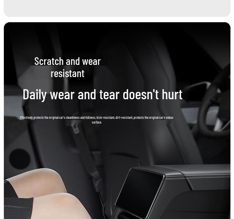 Flannel Anti-Kick Pad for Tesla Model Y/3 Rear Console - Wear-Resistant Protector