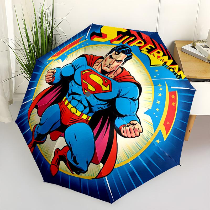 

1pc Superman, Comic Book Umbrella - Automatic Open Compact Travel Umbrella with 76-Rib Durable Frame yy251021119