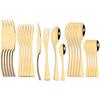 24Pcs Shiny Black Dinnerware Set Steak Knife Fork Coffee Spoon Cutlery Set Stainless Steel Tableware Western Kitchen Flatware