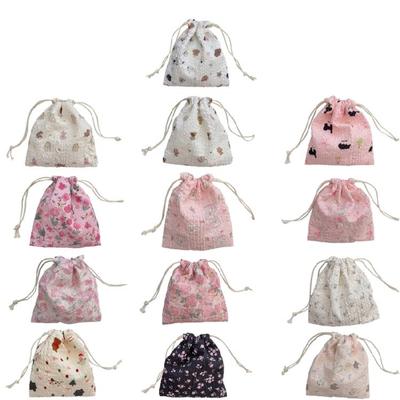 Cartoon Design Makeup Bag Drawstring Closure Portable Accessory Pouch Multipurpose Cosmetic Carry Bag