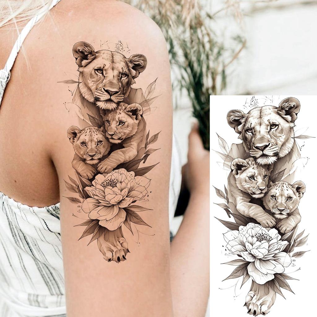1 Sheet Sketch Flower Animals Temporary Tattoos For Women Long Lasting Waterproof Elephant Turtle Fake Tattoo Body Art Stickers
