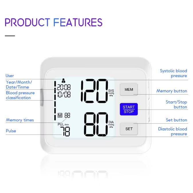Digital Blood Pressure Monitor Electric Tensiometer Smart Sphygmomanometer Upper Arm Blood Pressure Machine