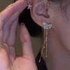 1pc Elegant Diamond Star & Leaf Tassel Ear Cuff Earring, Versatile Jewelry Gift For Women, Daily Wear