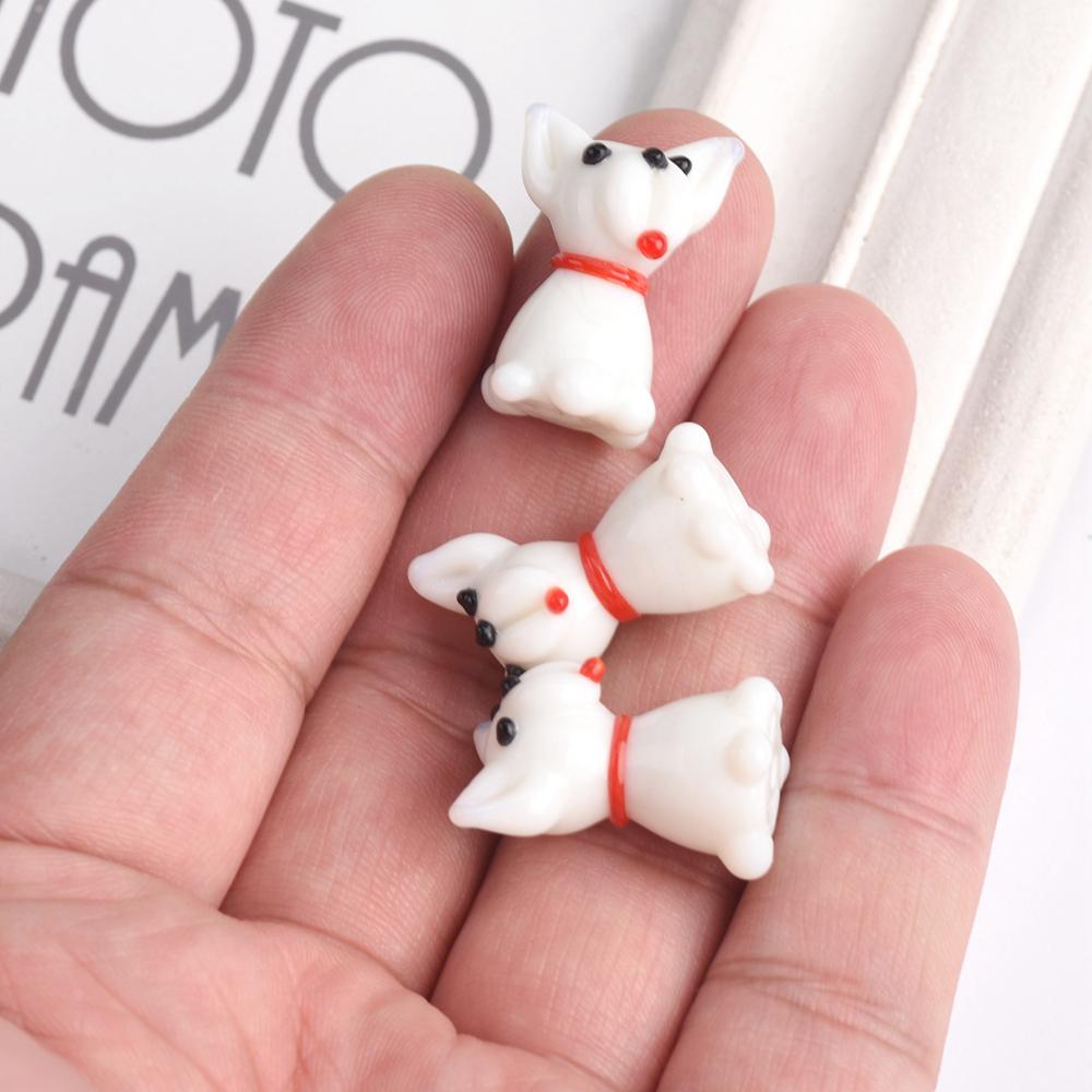 2pcs 16x15mm Yellow Duck / 24x16mm Penguin/White Dog Shape Handmade Lampwork Glass Loose Beads for Jewelry Making DIY Crafts Findings