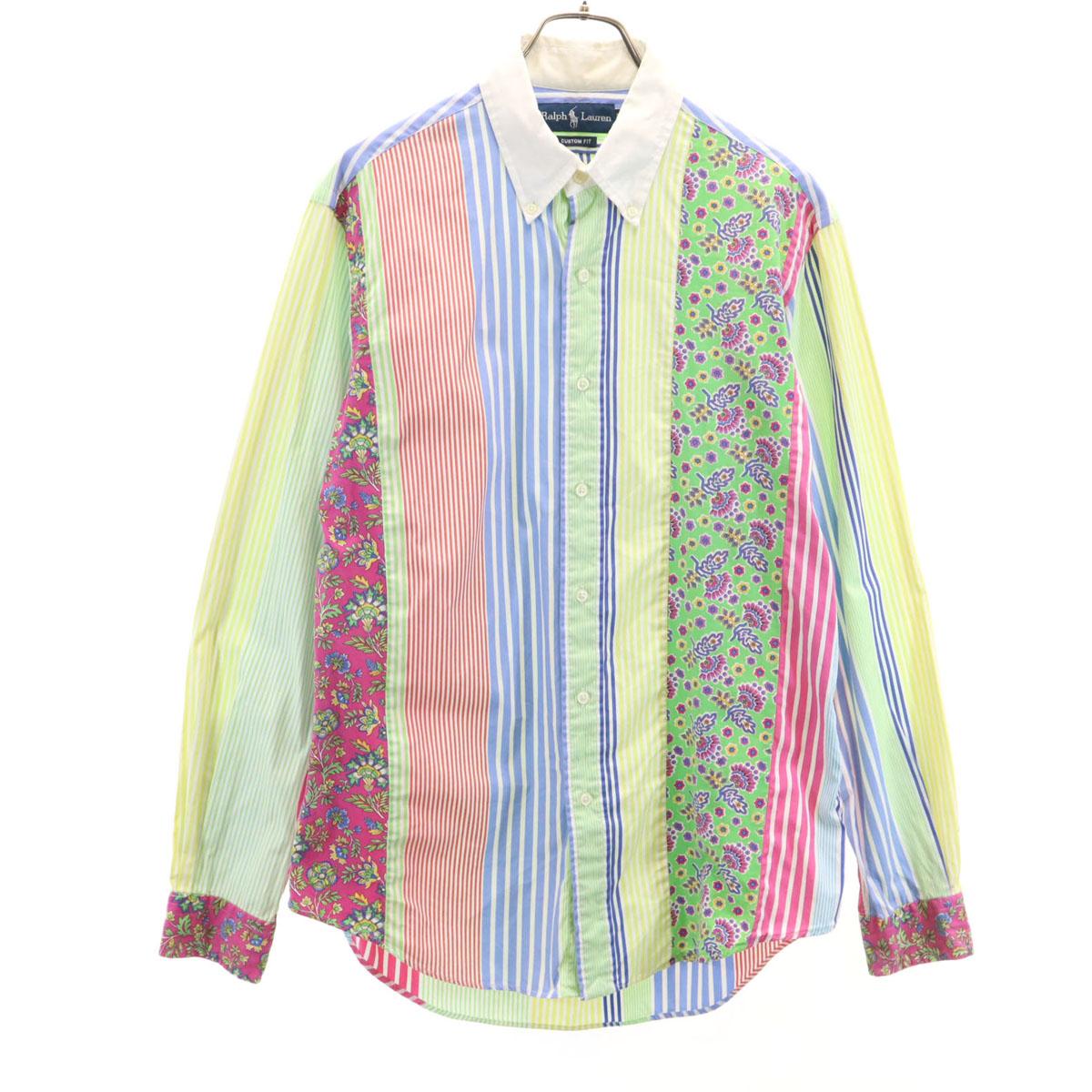 

RALPH LAUREN 90s Old Striped Pattern Long sleeve Cotton shirt M Men s Used