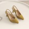 Beige Yellow Women Slingback Sandals Slingback Pointed Toe High Heel Small Big Size 32 46