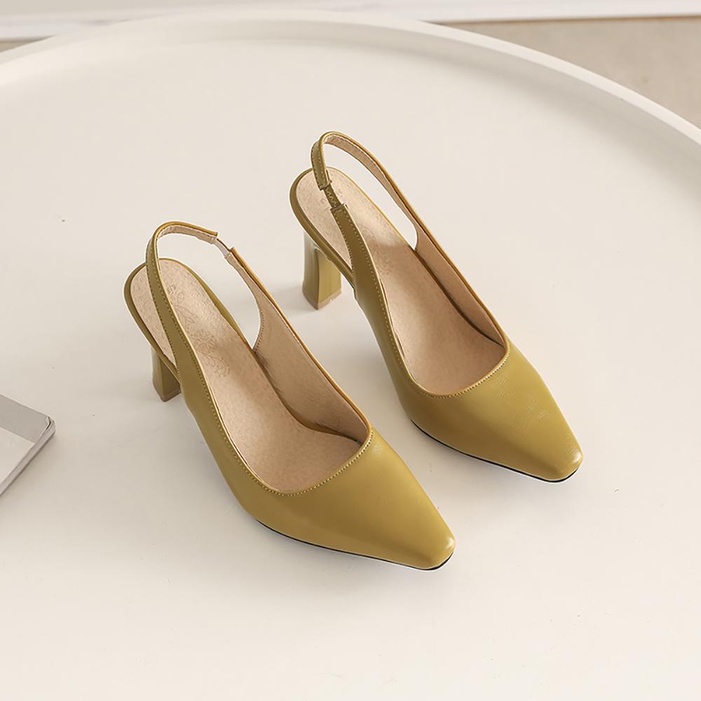 Beige Yellow Women Slingback Sandals Slingback Pointed Toe High Heel Small Big Size 32 46