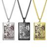 LIKGREAT Vintage Duży Naszyjnik z Kartami Tarota dla Kobiet Mężczyzn Stal Nierdzewna Esoteryzm Wisiorek Arkana Wielkie Amulet Biżuteria Para