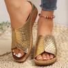 Women's Sandals Luxury Summer Sandals With Heels Bling Summer Shoes Woman Wedges Heeled Slippers Sandalias Mujer Footwear Women
