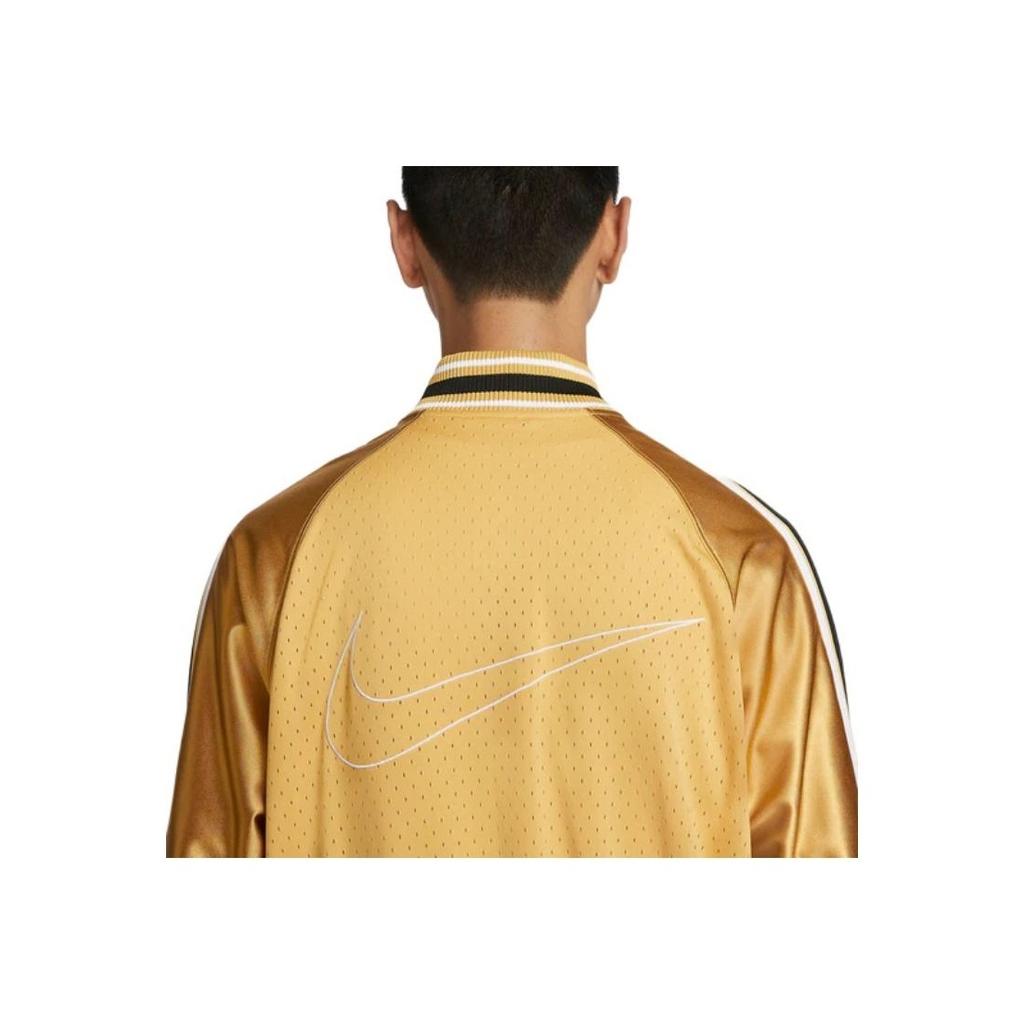 Nike Logo Print Striped Color Block Basketball Jacket Men Jackets Beige DX0348-725