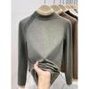 Women's Thick Warm Lace Half-Neck Base Layer Shirt, Autumn/Winter Long-Sleeve Inner Top, High-End Feel