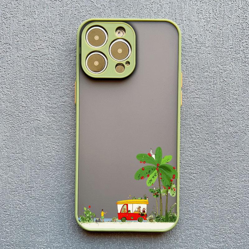 Cute Vacation On Beach Cartoon Phone Case for iPhone 16 15 14 Pro Max Plus 11 12 13 Pro Max Mini XR XS X SE2 Shockproof Covers