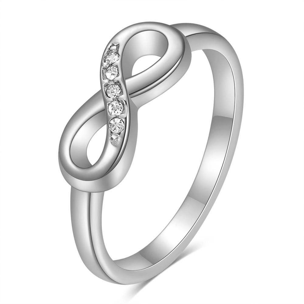 Creative Stainless Steel Ring 6MM 8 Shape Micro Inlaid Diamond Elegant Jewelry