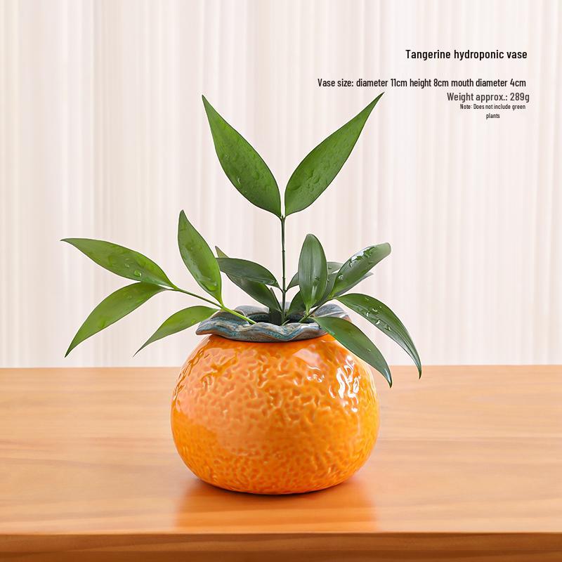Small Ceramic Desktop Hydroponic Vase for Pothos - Simple Decorative Ornament for Office