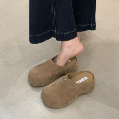 2025 Heightening Shoes One Pedal Muller Heel Height 6.5cm~ Retro Thick-soled Bag Head Half Slippers Women's Outer Wear