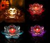 Lotus Flower Candle Crystal Colored Candle Candlestick Stand, Glass, Holder, (Transparent)