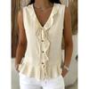 JPNTKY Women's Fashion Casual Sleeveless V-Neck Blouses & Shirts