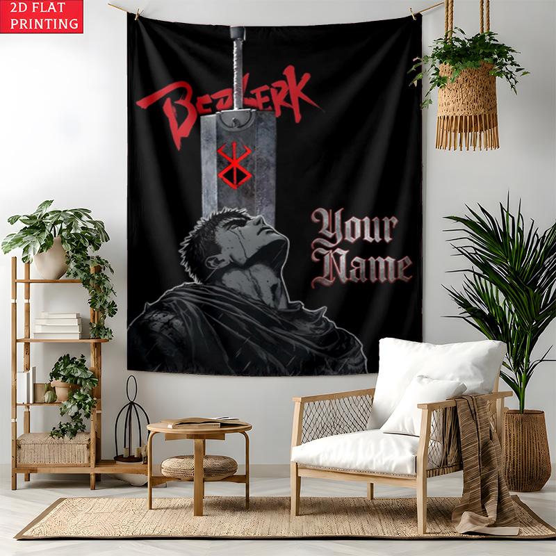 Berserk Custom Name Tapestry Personalized Wall Art Hanging Bohemian Home Decor for Bedroom Dorm Living Room