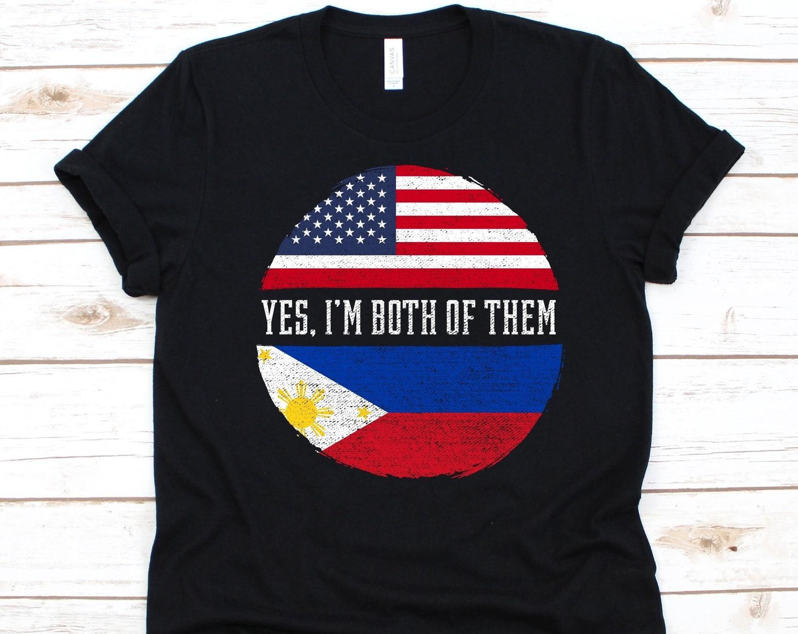 Yes I m Both of Them Shirt, American Flag Design, Flag Of Philippines, Republic of the Philippines, USA Flag, 4th of July, Filipino American XL