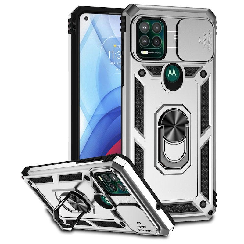 QWFür Motorola Moto G PURE G Power STYLUS Fusion Hülle Luxus Auto Magnetring Panzer Handyhülle für Moto PLAYSilikon Rückseite