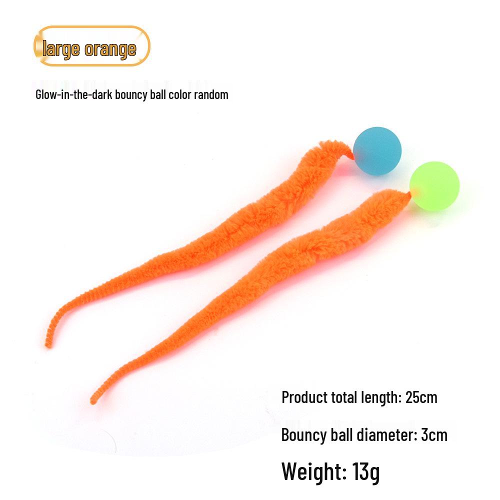 Solid Color Elastic Ball & Caterpillar Teaser Stick Kitten Toy