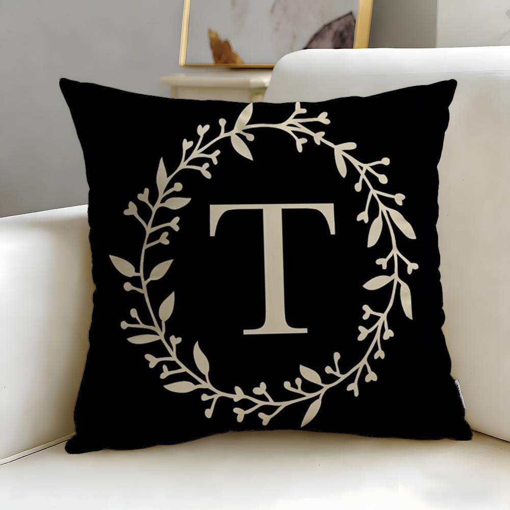 Classic Pattern Monogram Cushion Cover Soft & Easy-Wash Pillow Case – Versatile for Couch, Bed, Travel and Office