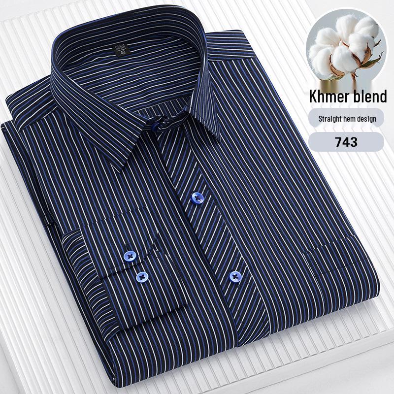 Cămașă cu mâneci lungi cu dungi pentru bărbați, mărime plus: Casual, Respirabil, Tiv drept pentru persoane de vârstă mijlocie și vârstnice