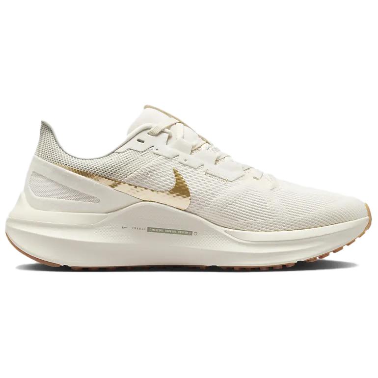 Nike Air Zoom Structure 25 Phantom Metallic Gold Women Sneakers Cream White Gum-Light-Brown DJ7884-007